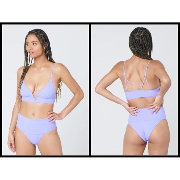 💕L*SPACE💕 Pointelle Rib Bikini Set ~ Gizelle Top + Desi Bottom ~ Purple XS NWT - Picture 5 of 12